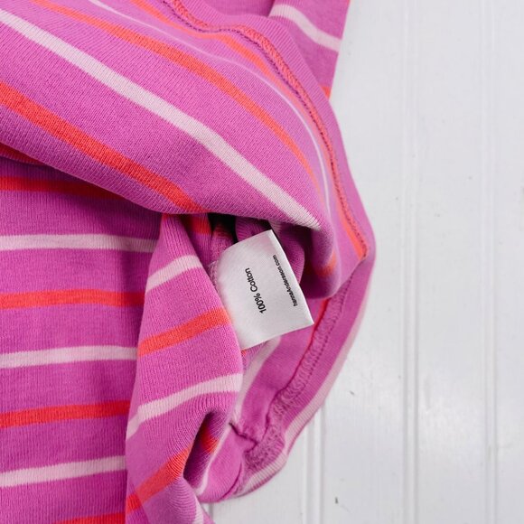 Hanna Andersson Girls Striped Long Sleeve Dress Size 140 Pink & White Cotton - Picture 3 of 5
